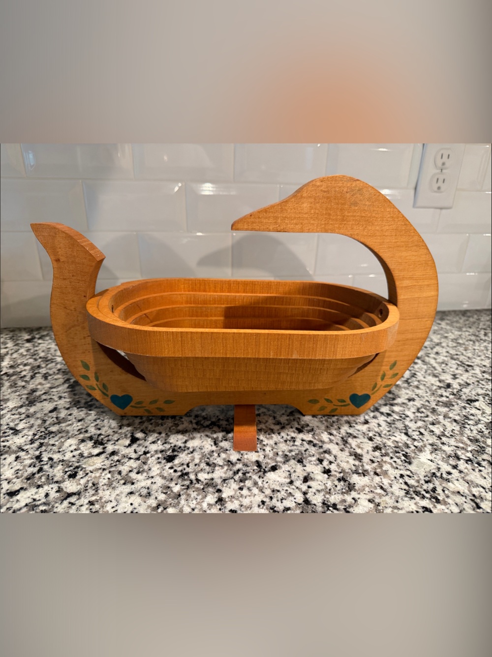 Vintage 1986 "Squash basket" by Holmes Ent. Wood Collapsible Basket *Made in USA